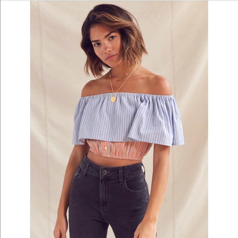 Urban outfitters off the shoulder striped top